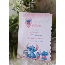 INVITO 1° COMPLEANNO STITCH CON BUSTA