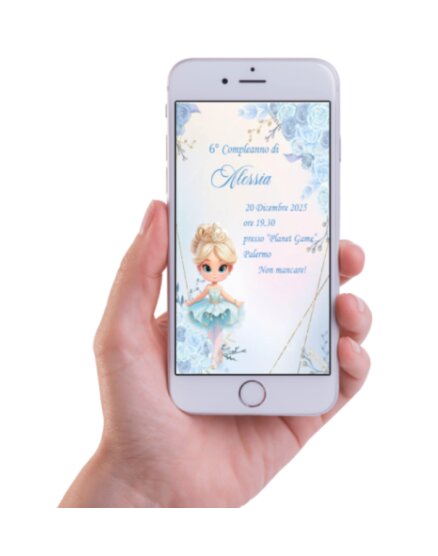 INVITO DIGITALE COMPLEANNO BALLERINA