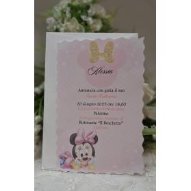 INVITO BATTESIMO MINNIE BABY