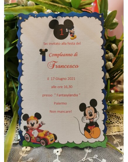 INVITO 1 COMPLEANNO TOPOLINO