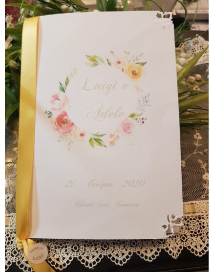 libretto messa con decoro fiori giallo