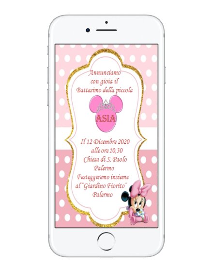 INVITO DIGITALE BATTESIMO MINNIE