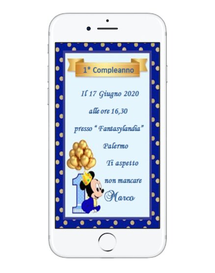 INVITO DIGITALE TOPOLINO 1 ANNO