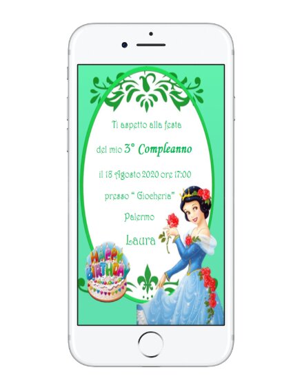 INVITO DIGITALE COMPLEANNO BIANCANEVE