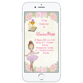 INVITO DIGITALE COMUNIONE BALLERINA IN 12 ORE