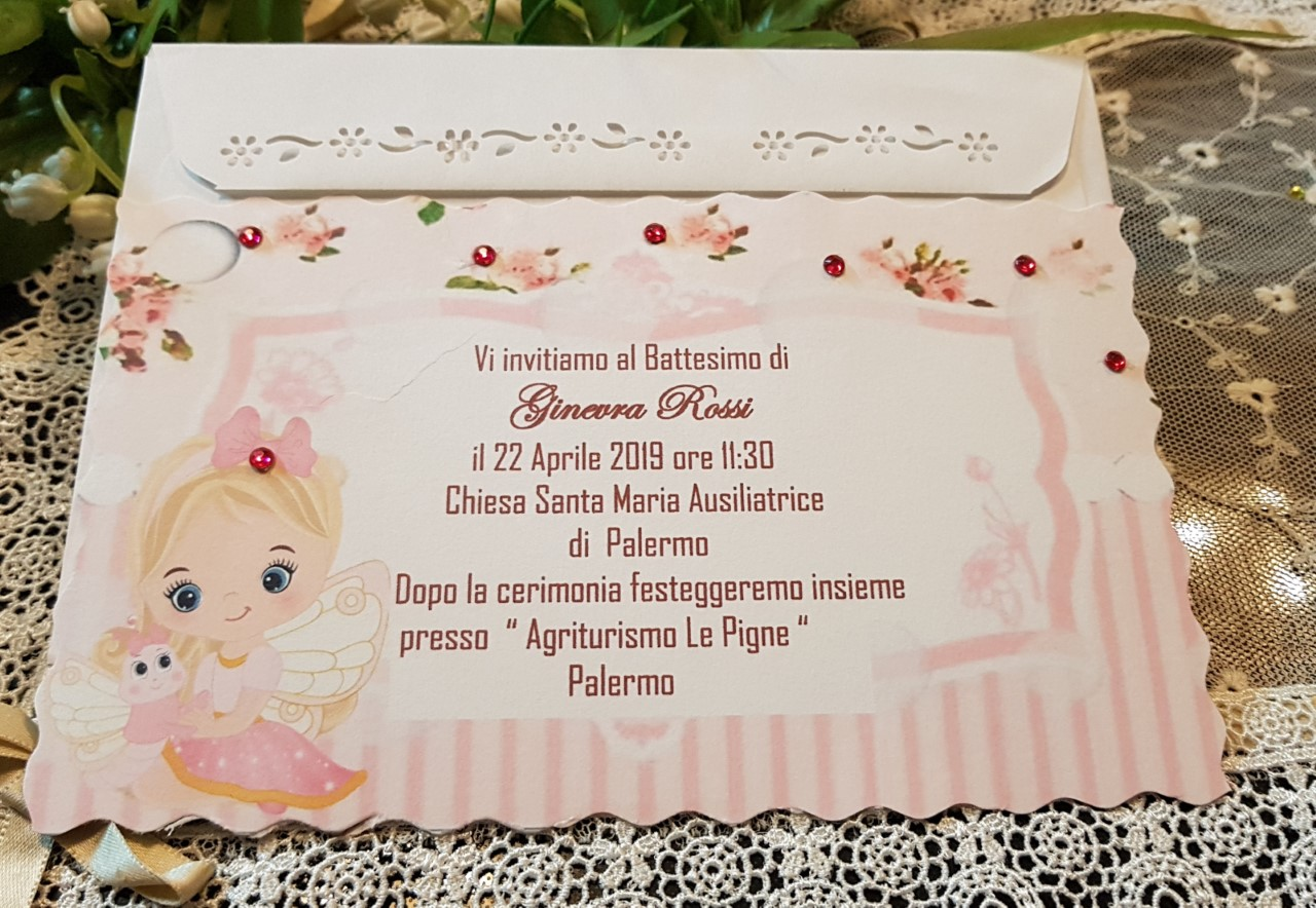 INVITO BATTESIMO BIMBA FATINA - Bomboniera Chic