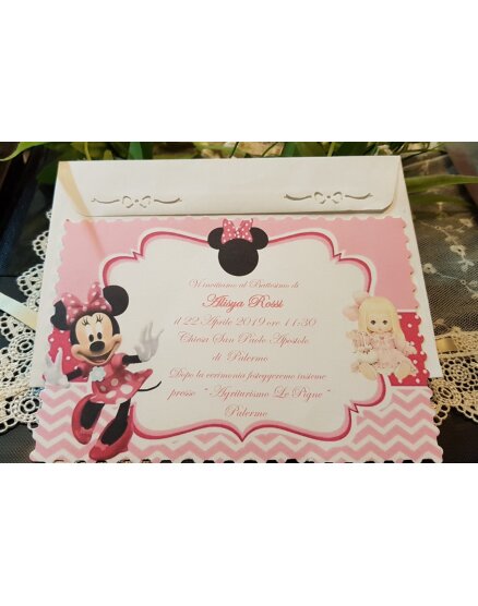 Invito Battesimo Bimba con Minnie