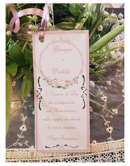 Segnaposto Matrimonio fiori rosa cipria