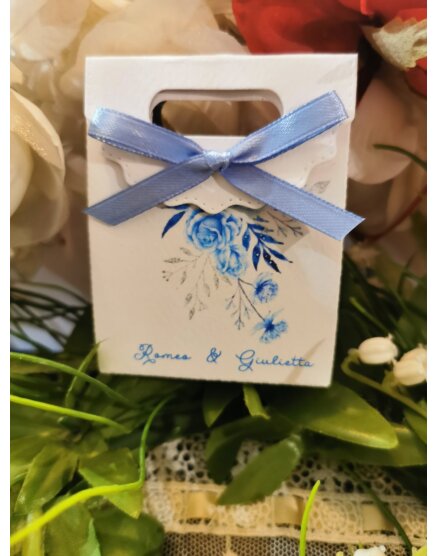 SCATOLINA MATRIMONIO FIORI AZZURRI