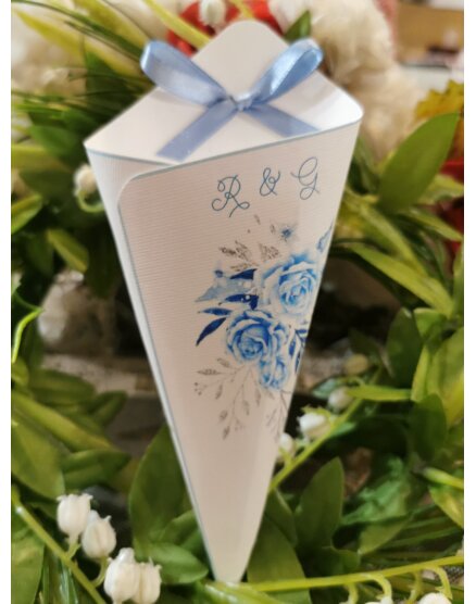 CONO MATRIMONIO ELEGANTE FIORI AZZURRI