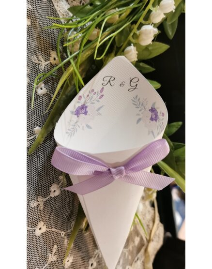 CONO MATRIMONIO CON FIORI GLICINE