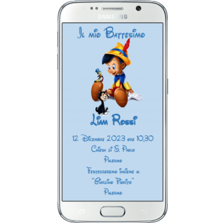 INVITO BATTESIMO DIGITALE PINOCCHIO