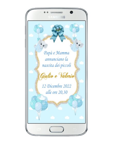 ANNUNCIO NASCITA DIGITALE WATHSAPP GEMELLI