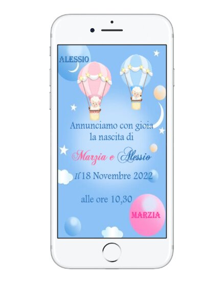 ANNUNCIO NASCITA DIGITALE WATHSAPP GEMELLI