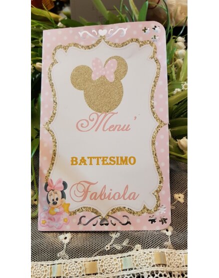 Menù Personalizzato per battesimo Minnie