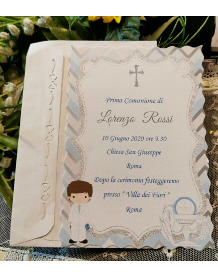 Invito Prima Comunione Ragazzo personalizzato