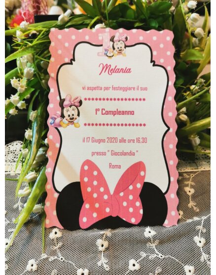 Invito 1 Anno Personalizzato con decoro Minnie