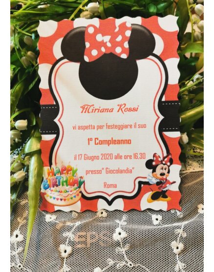 Invito 1 Compleanno con decoro Minnie