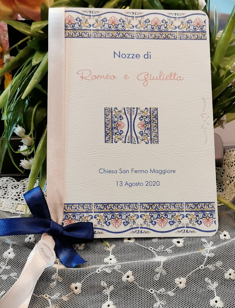 Cono Matrimonio per riso decoro ceramica Siciliana - Bomboniera Chic