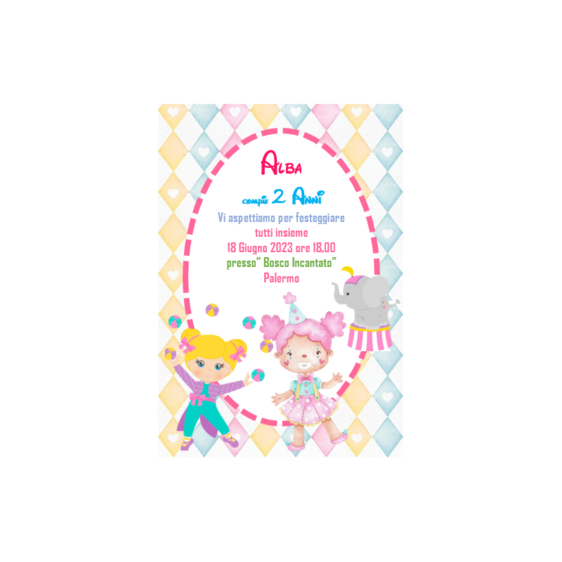 Digital Printable Invitation Party CIRCUS - Invito digitale compleanno,  messaggisti…