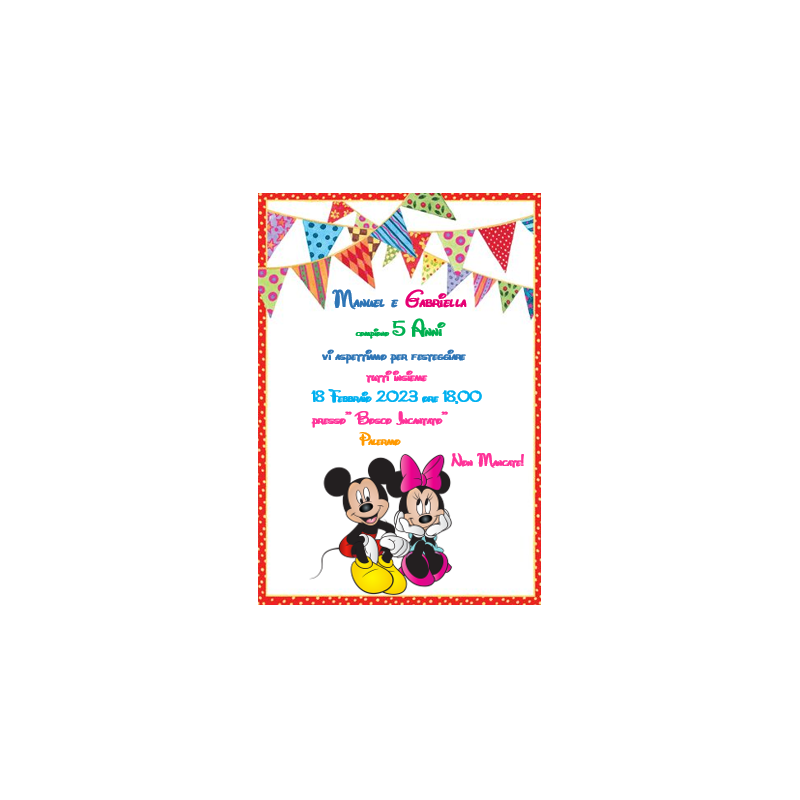 INVITO DIGITALE COMPLEANNO MINNIE E TOPOLINO - Bomboniera Chic