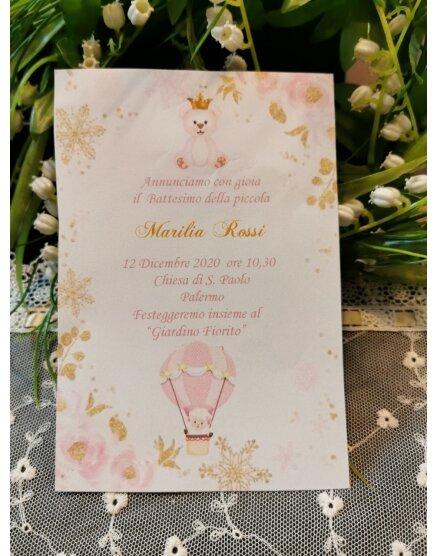 INVITO BATTESIMO BIMBA CON I FIORI