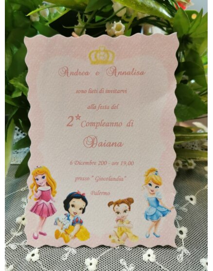 Invito Compleanno Principesse 2 anni